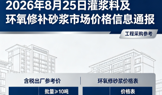 应城2026年8月25日灌浆料及环氧修补砂浆市场价格信息通报